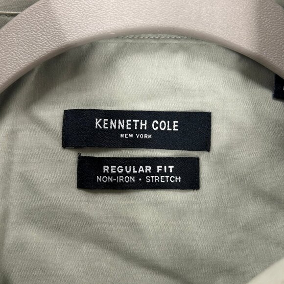 0381 Kenneth Cole Reaction Men’s Dress Shirt Sage Green Long Sleeve Button Up - Picture 6 of 7